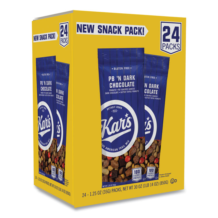 Kar's Trail Mix, Dark Chocolate/Peanut Butter, 1.25 oz Packet, 24/Box (OFX08037)