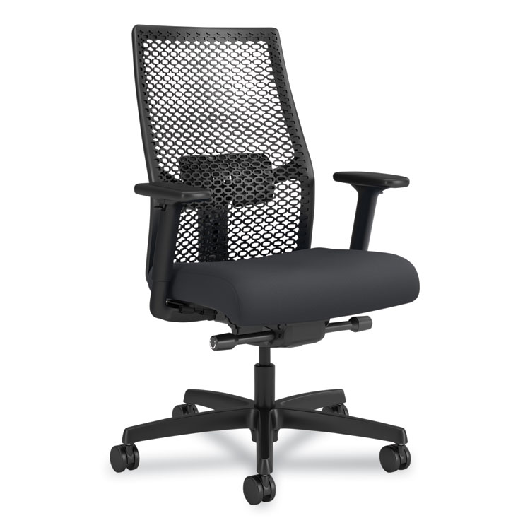 HON Ignition 2.0 ReActiv Mid-Back Task Chair, 17.25" to 21.75" Seat Height, Basalt Vinyl Seat, Charcoal Back, Black Base (HONI2MRL2BS23TK)