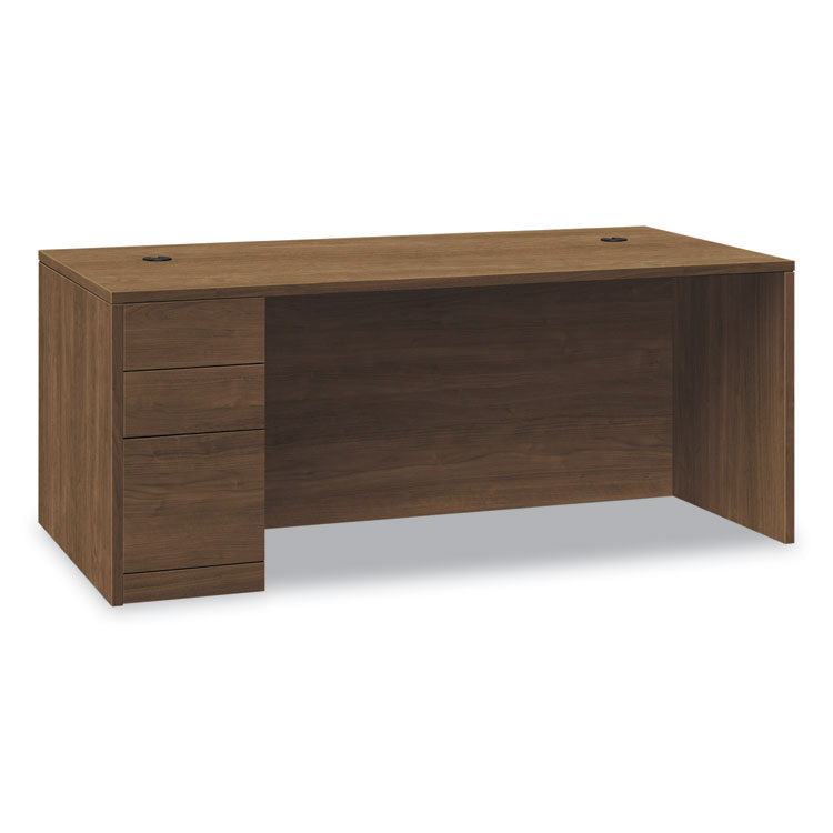 HON 10500 Series Single Pedestal Desk, Left Pedestal: Box/Box/File, 66" x 30" x 29.5", Pinnacle (HON105898LPINC)
