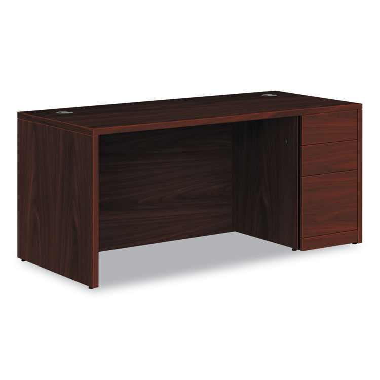 HON 10500 Series Single Pedestal Desk, Right Pedestal: Box/Box/File, 66" x 30" x 29.5", Mahogany (HON105897RNN)