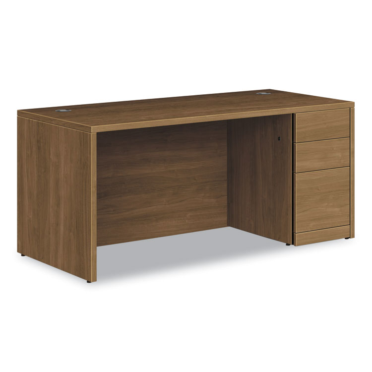 HON 10500 Series Single Pedestal Desk, Right Pedestal: Box/Box/File, 66" x 30" x 29.5", Pinnacle (HON105897RPINC)