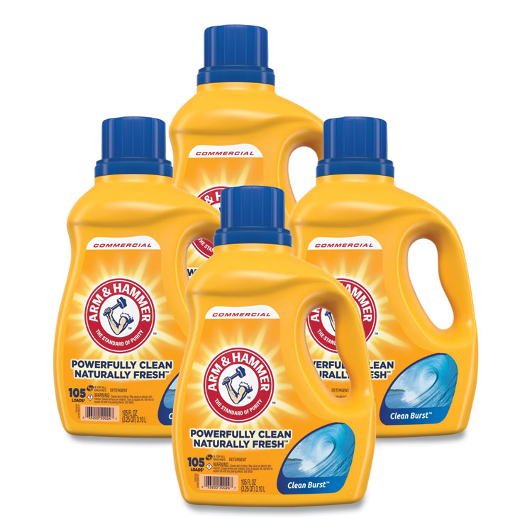 Arm & Hammer Dual HE Clean-Burst Liquid Laundry Detergent, 105 oz Bottle, 4/Carton (CDC3320050024)