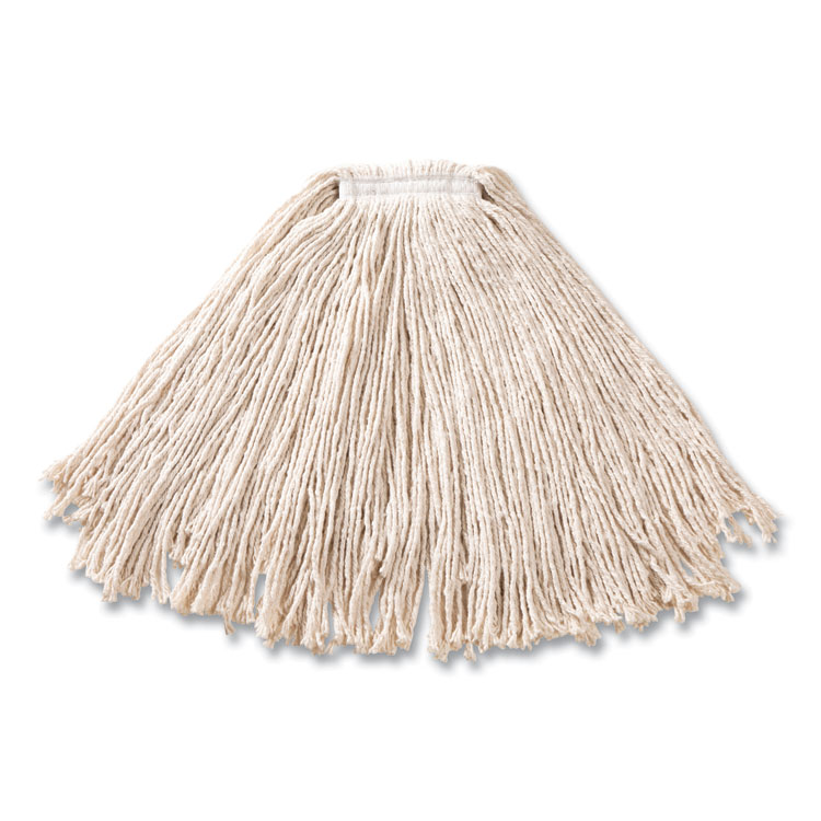 Rubbermaid Commercial Cut-End Cotton Wet Mop Heads, Cotton/Plastic, White, 12/Carton (RCPFGF51800WH00)