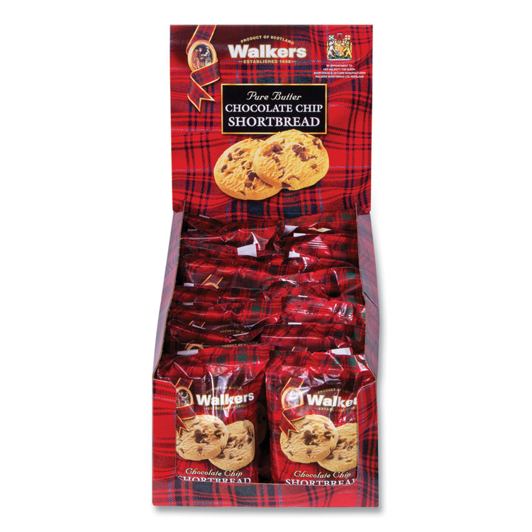 Walkers Shortbread Cookies, Chocolate Chip, 1.4 oz Pack, 2/Pack, 20 Packs/Box (OFX1537D)