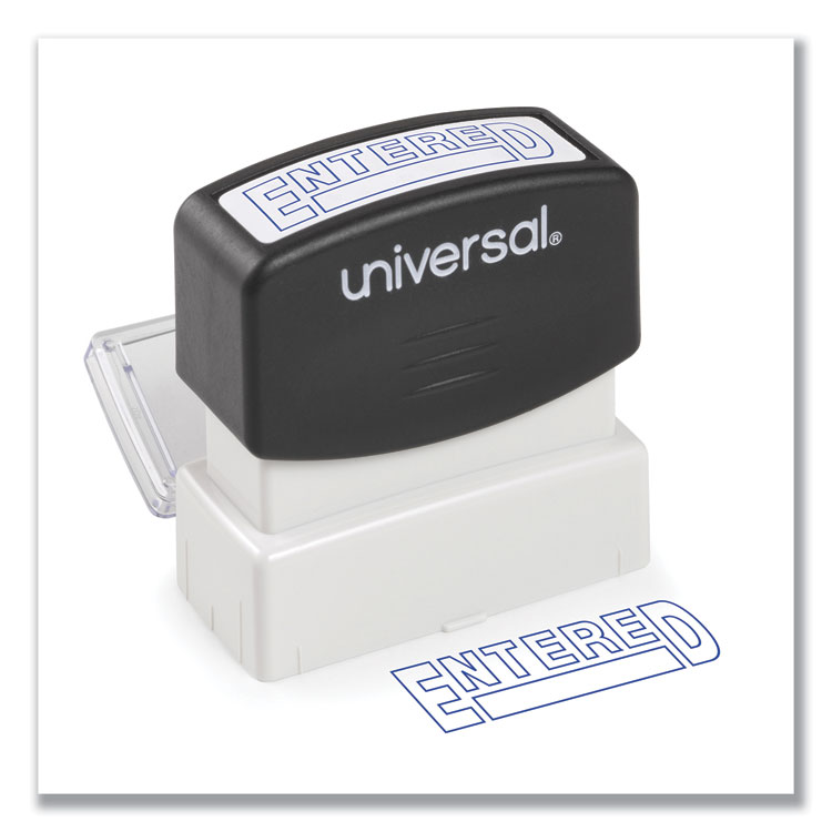 Universal Message Stamp, ENTERED, Pre-Inked One-Color, Blue (UNV10052)
