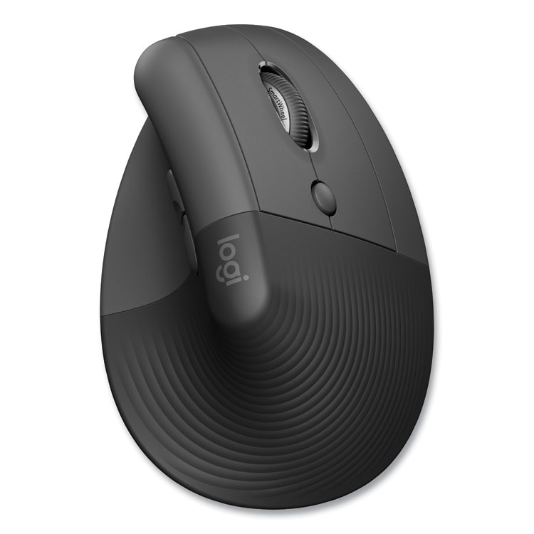 Logitech Lift for Business Vertical Ergonomic Mouse, 2.4 GHz Frequency/32 ft Wireless Range, Right Hand Use, Graphite (LOG910006491)