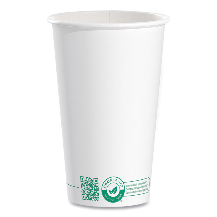 SOLO Compostable Paper Hot Cups, 16 oz, White/Green, 1,000/Carton (SCC316PLAPLANET)