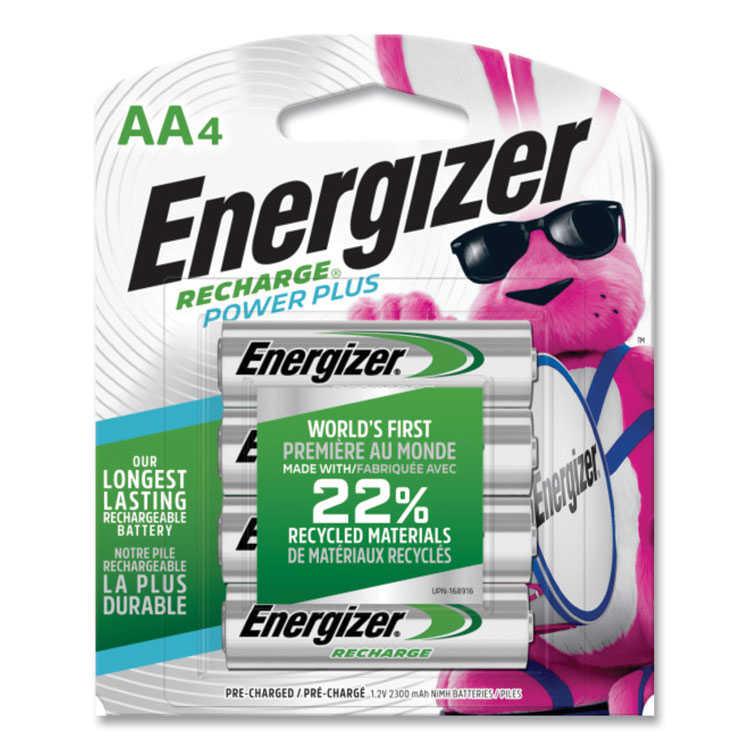 Energizer NiMH Rechargeable AA Batteries, 1.2 V, 4/Pack (EVENH15BP4)