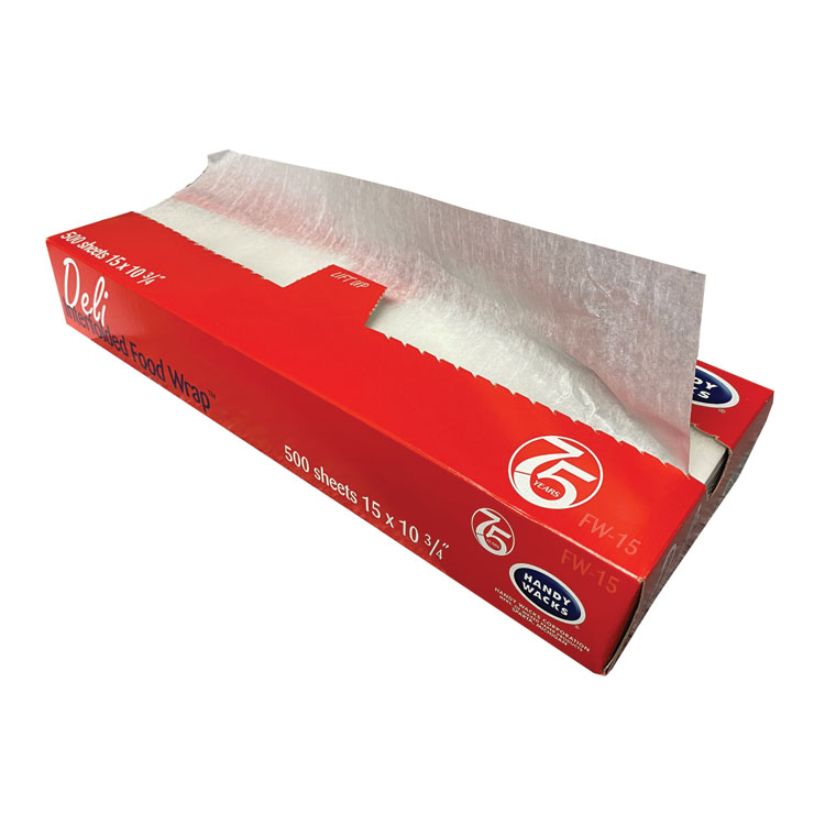 Handy Wacks© Interfolded Food Wrap Deli Sheets, 10.75 x 15, 500/Box, 12 Boxes/Carton (HWAFW15)