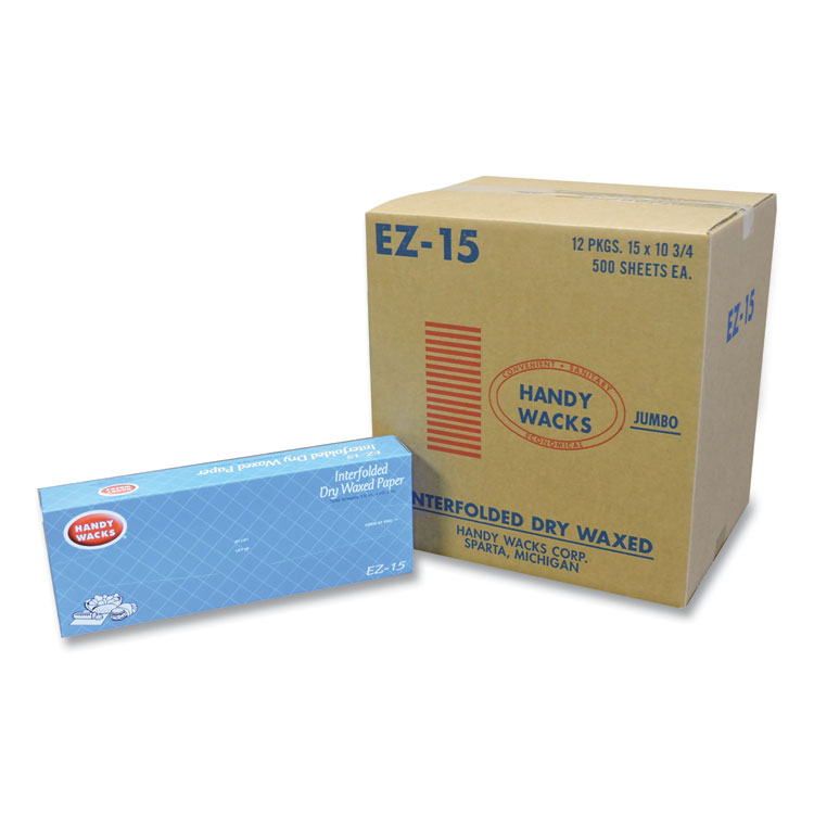 Handy Wacks© Interfolded Dry Waxed Paper Deli Sheets, 10.75 x 15, 500/Box, 12 Boxes/Carton (HWAEZ15)