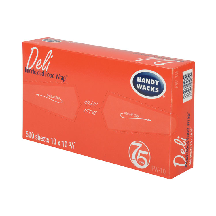 Handy Wacks© Interfolded Food Wrap Deli Sheets, 10.75 x 10, 500/Box, 12 Boxes/Carton (HWAFW10)