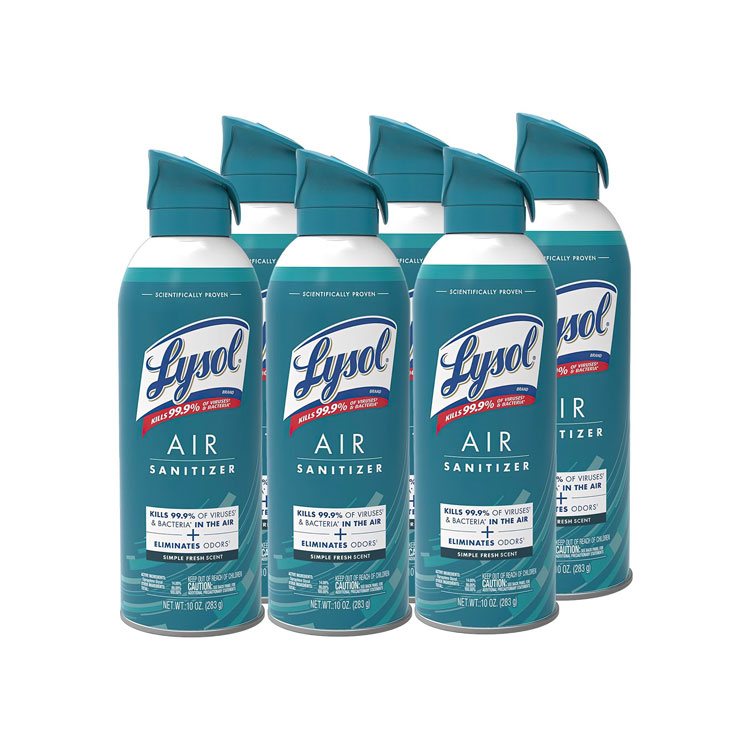LYSOL Brand Air Sanitizer Spray, Simple Fresh, 10 oz Aerosol Spray, 6/Carton (RAC99350CT)