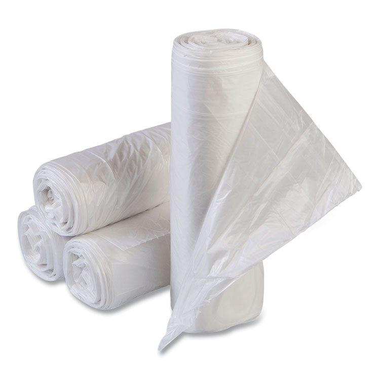 Inteplast Group Low-Density Commercial Can Liners, 60 gal, 1.15 mil, 38" x 58", Clear, Interleaved Roll, 20 Bags/Roll, 5 Rolls/Carton (IBSSLW3858SPNS)