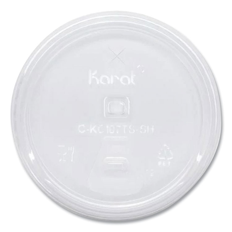 Karat PET Lids, Strawless Sipper, Fits 32 oz Cold Cups, Plastic, Clear, 1,000/Carton (KRTCKC107TSSH)
