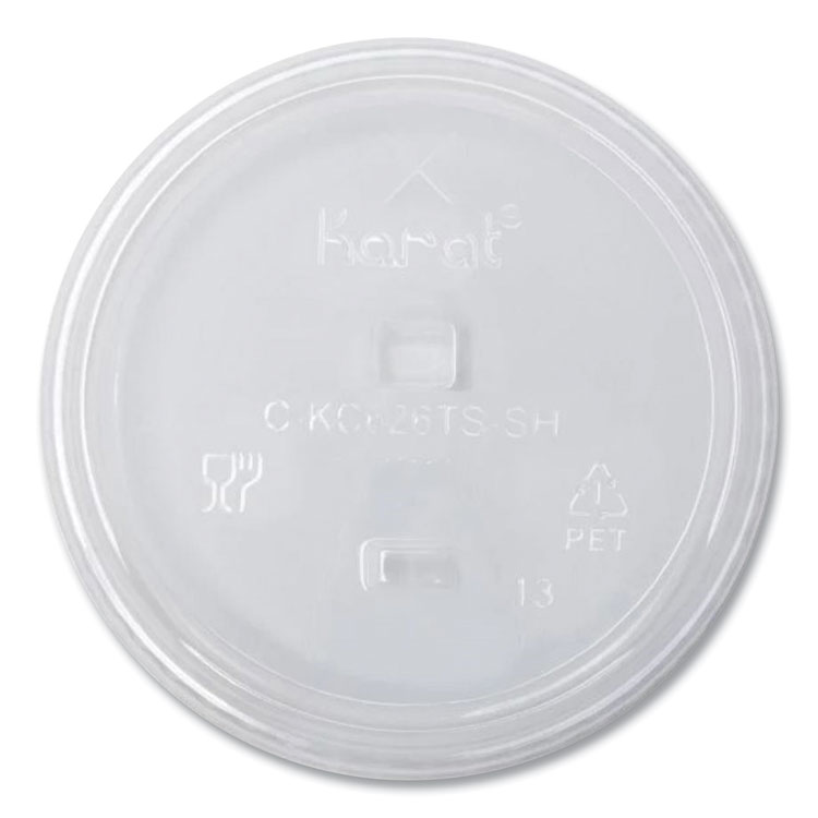 Karat PET Lids, Strawless Sipper, Fits 12 oz to 24 oz Cold Cups, Plastic, Clear, 1,000/Carton (KRTCKC626TSSH)