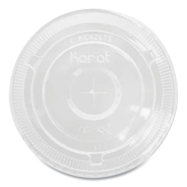 Karat PET Lids, Flat with Straw Slot, Fits 32 oz Cold Cups, Plastic, Clear, 500/Carton (KRTCKC107TS)