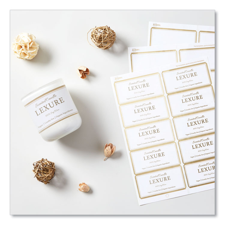 Avery White Easy Peel Mailing Labels with Metallic Border, Inkjet/Laser Printers, 2 x 4, White, 10/Sheet, 10 Sheets/Pack (AVE6541)