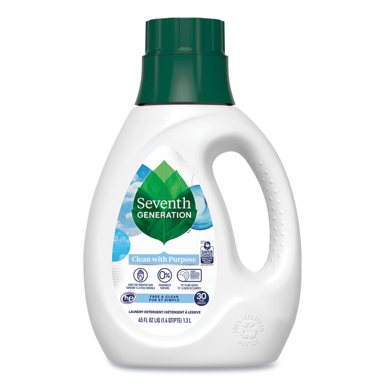 Seventh Generation Natural Liquid Laundry Detergent, Fragrance Free, 45 oz Bottle (SEV45066EA)