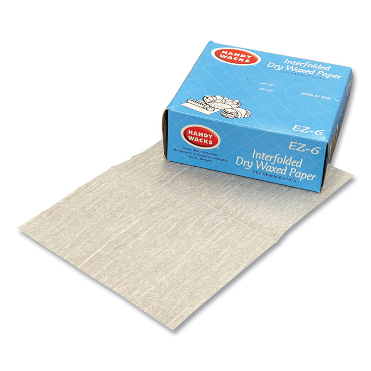 Handy Wacks© Interfolded Dry Waxed Paper Deli Sheets, 10.75 x 6, 12/Carton (HWAEZ6)