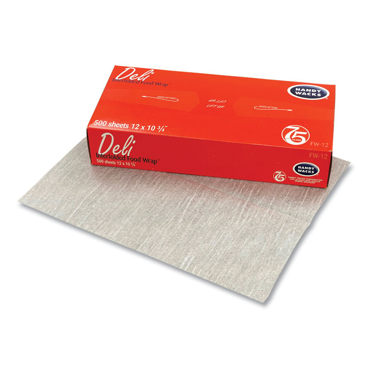 Handy Wacks© Interfolded Food Wrap Deli Sheets, 10.75 x 12, 12/Carton (HWAFW12)