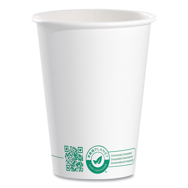SOLO Compostable Paper Hot Cups, 12 oz, White/Green, 50/Pack (SCC412PLAPLATPK)