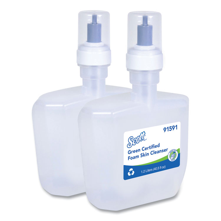 Scott Essential Green Certified Foam Skin Cleanser Refill, Unscented, 1,200 mL, 2/Carton (KCC91591)