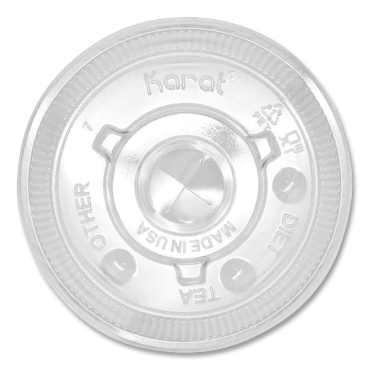 Karat PET Lids, Flat Lid, Fits 12 oz to 22 oz Cold Cups, Plastic, Clear, 1,000/Carton (KRTCKCL90)