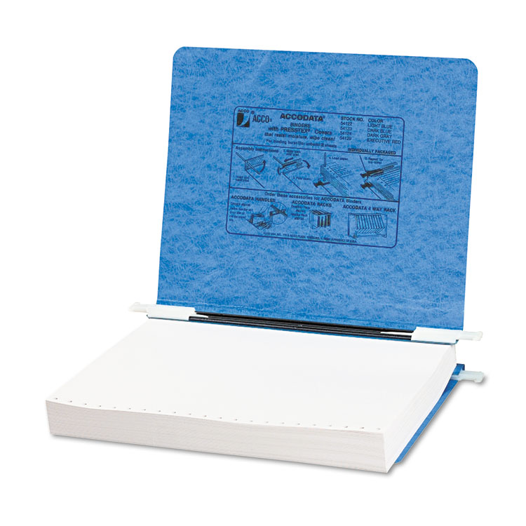 ACCO PRESSTEX Covers with Storage Hooks, Bound On 11" Side, 2 Posts, 6" Capacity, 11 x 8.5, Light Blue (ACC54122)