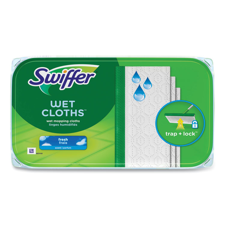 Swiffer Wet Refill Cloths, 8 x 10, Fresh Scent, White, 12/Box, 6 Boxes/Carton (PGC08622)