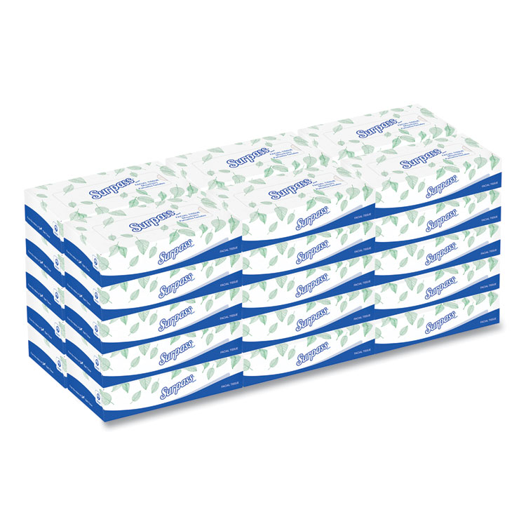 Surpass Facial Tissue for Business, Flat Box, 2-Ply, White, 100 Sheets/Box, 30 Boxes/Carton (KCC21340)