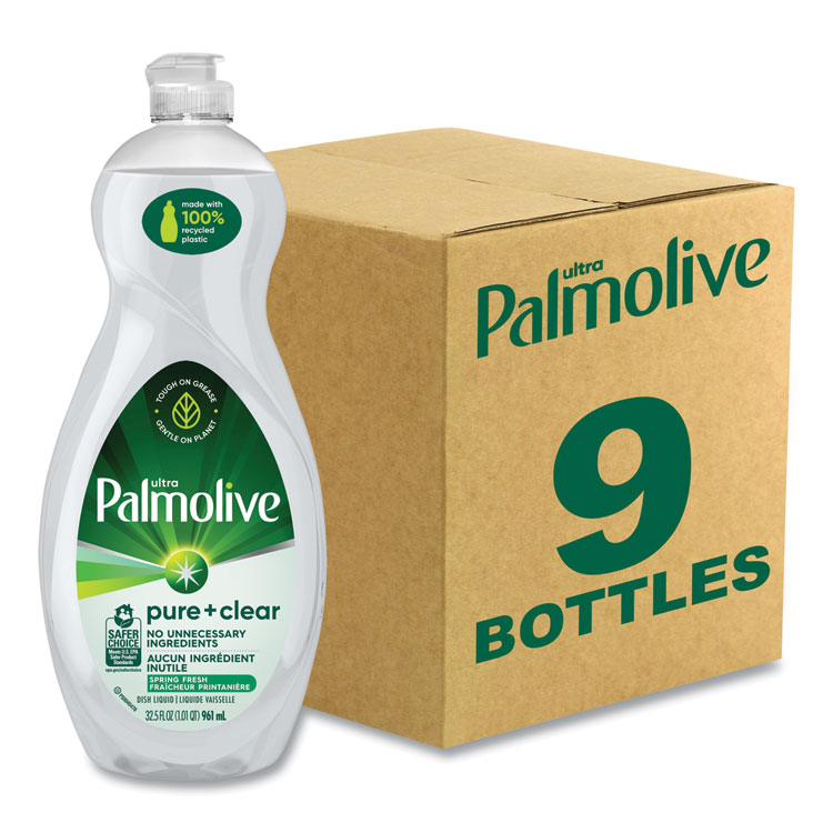 Palmolive Pure + Clear Dishwashing Liquid, Spring Fresh, 32.5 oz Bottle, 9/Carton (CPCUS04272CT)