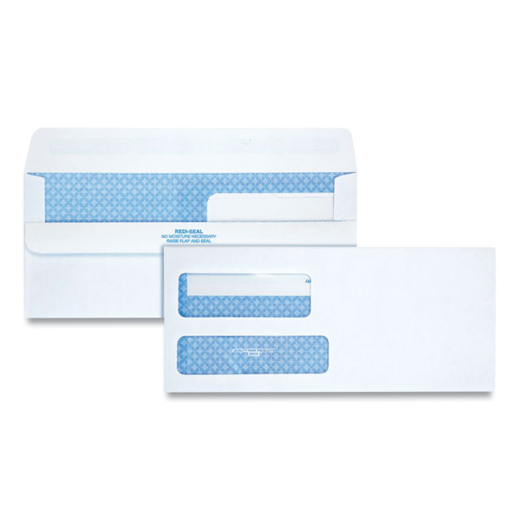 Quality Park Double Window Redi-Seal Security-Tinted Envelope, #9, Commercial Flap, Redi-Seal Adhesive Closure, 3.88 x 8.88, White, 250/CT (QUA24519)