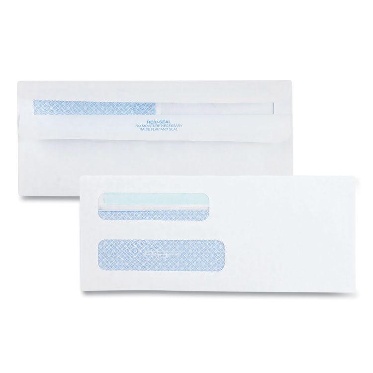 Quality Park Double Window Redi-Seal Security-Tinted Envelope, #8 5/8, Commercial Flap, Redi-Seal Closure, 3.63 x 8.63, White, 500/Box (QUA24539)