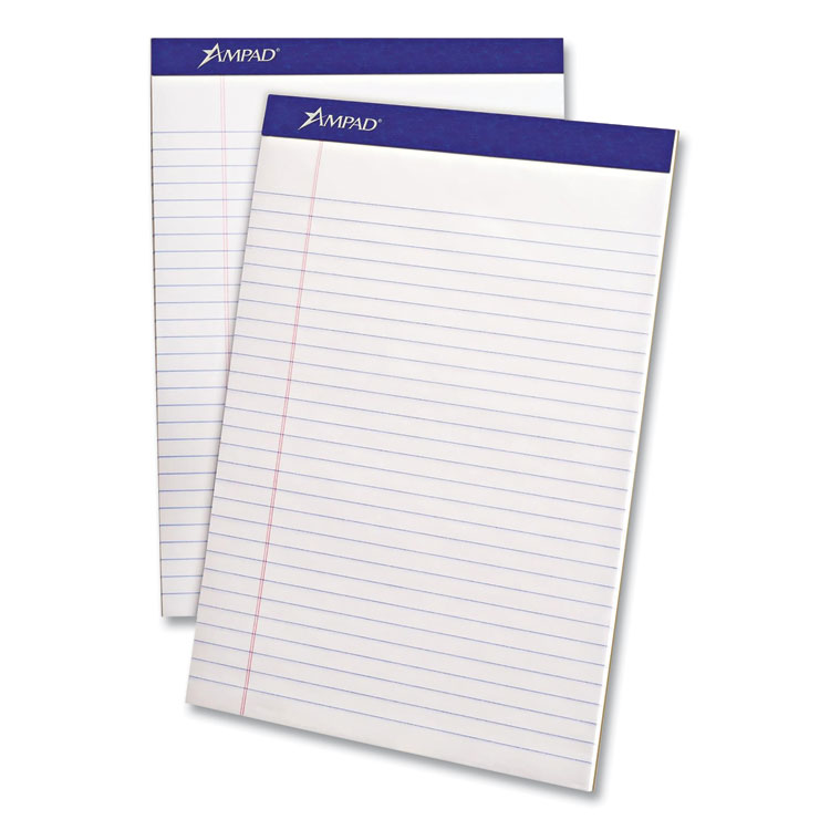 Ampad Perforated Writing Pads, Wide/Legal Rule, (50) White 8.5 x 11.75 Sheets, Dozen (TOP20320)
