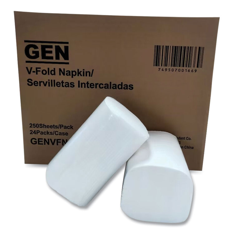 GEN Premium Interfold Pop-Up Dispenser Napkin, 6.5 x 8.3, White, 250/Pack, 24 Packs/Carton (GENVFN60002V)