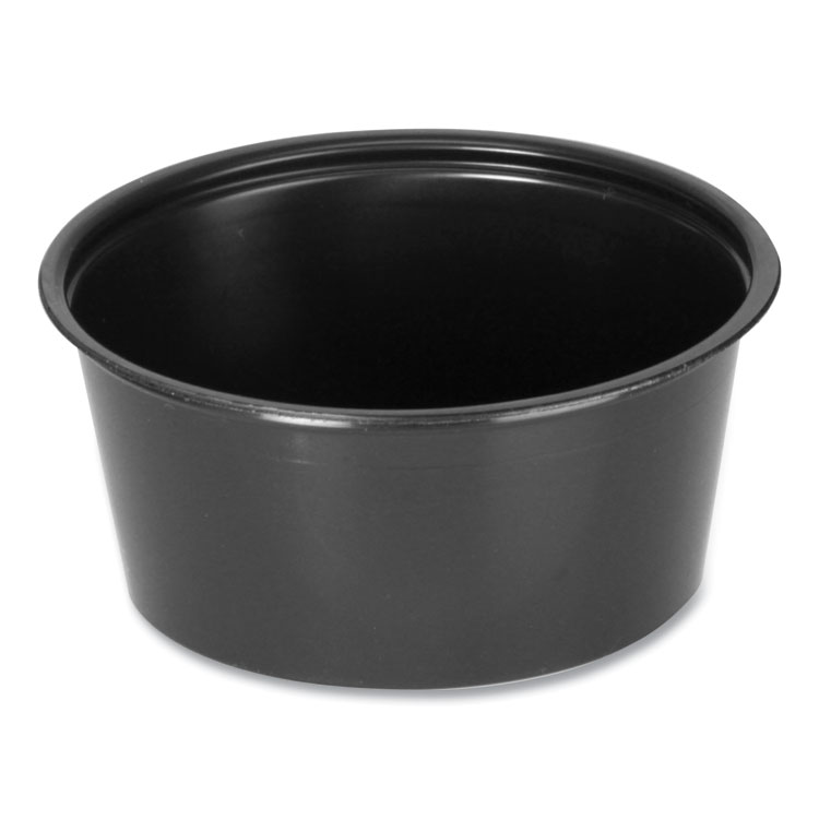 Fabri-Kal Portion Cups, 2 oz, Plastic, Black, 2,500/Carton (FABPPC200B)