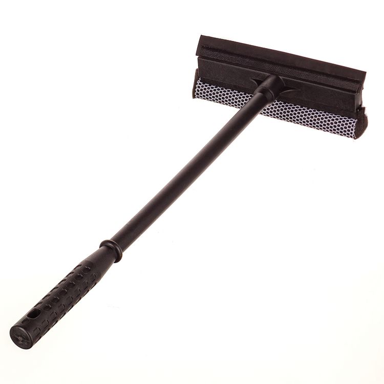 Unger Auto Squeegee, 8" Rubber Blade, 8" Mesh Scrubber, 21" Plastic Handle with Grip, Black, 20/Carton (UNGAUSQ0)