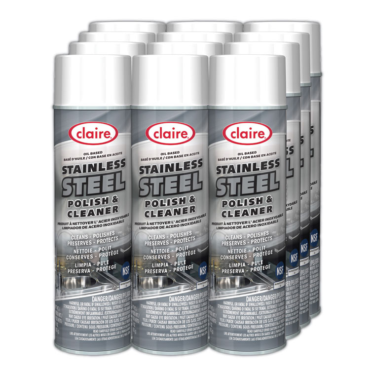 Claire Stainless Steel Polish and Cleaner, Lemon Scent, 15 oz Aerosol Spray (CGC841EA)