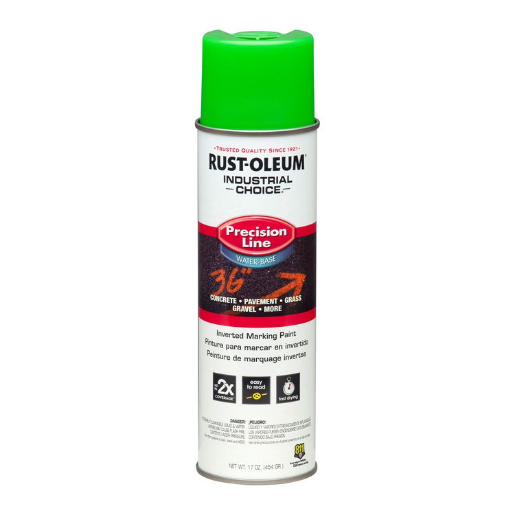 Rust-Oleum Industrial Choice Precision Line Marking Paint, Fluorescent Green, 17 oz Aerosol Can, 12/Carton (RST203032CT)