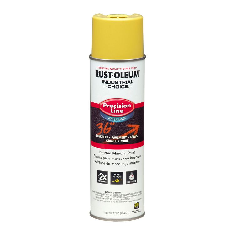 Rust-Oleum Industrial Choice Precision Line Marking Paint, Flat High-Visibility Yellow, 17 oz Aerosol Can, 12/Carton (RST203034CT)