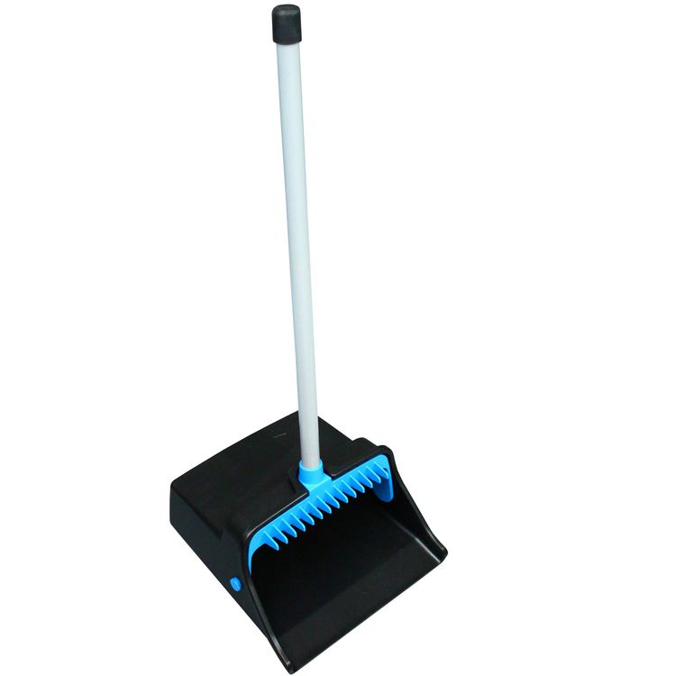 Impact LobbyMaster Plastic Dust Pan, 11.72" Wide, 31" PVC Handle, Blue/Black (IMPT001301)