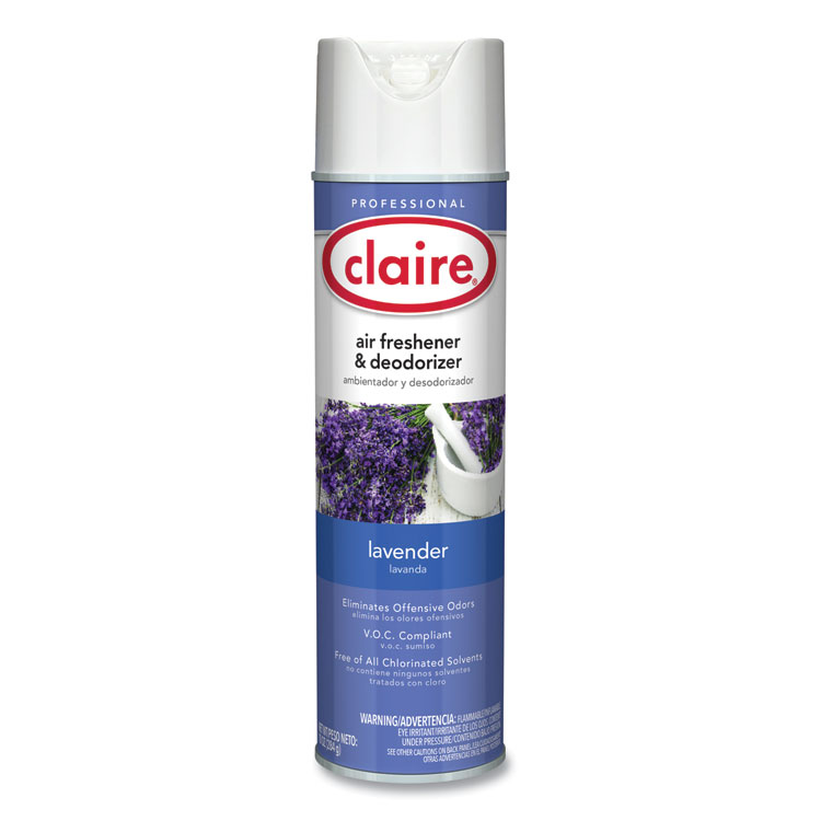 Claire Aerosol Air Freshener and Deodorizer, Lavender, 10 oz Aerosol Spray, 12 Cans (CGC191)