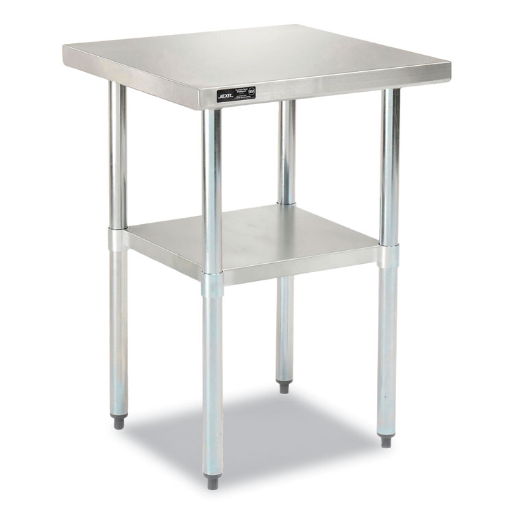 Global Industrial Work Table with Undershelf, Square, 24 x 24 x 35, Silver Top, Silver Base/Legs (GBE319054)