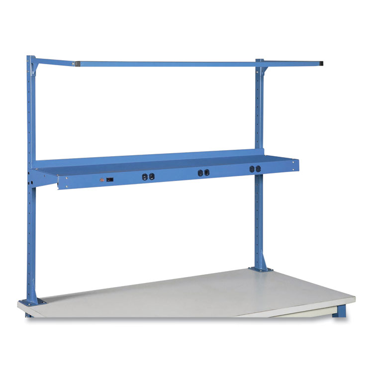 Global Industrial Upper Workbench Shelf, 6 Single Outlets, For Use With 60" Wide Workbenches, 100 lb Weight Capacity (GBE249295ABL)