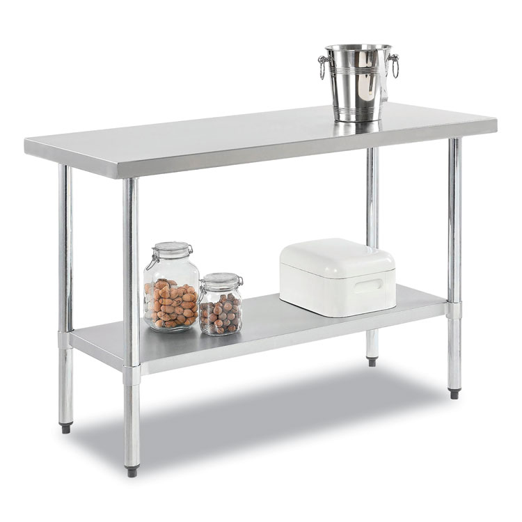Global Industrial Work Table with Undershelf, Rectangular, 48 x 24 x 35, Silver Top, Silver Base/Legs (GBE319055)