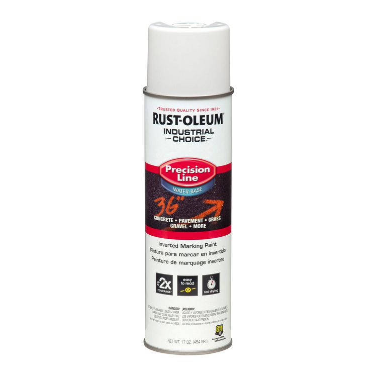 Rust-Oleum Industrial Choice M1800 System Water-Based Precision Line Marking Paint, Flat White, 17 oz Aerosol Can, 12/Carton (RST203039CT)