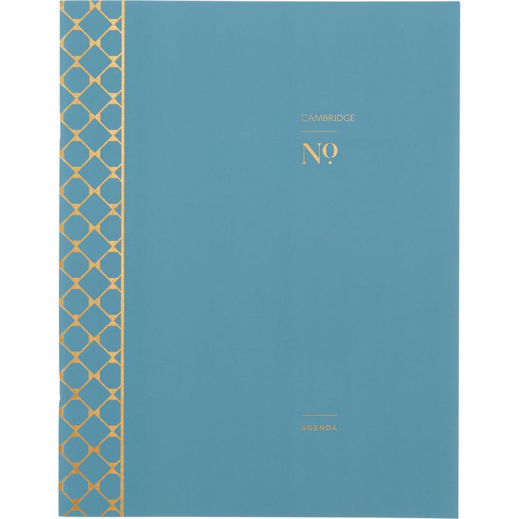 Cambridge Workstyle Monthly Stitched Planner, Geometric Artwork, 11 x 8.5, Seaside Blue/Gold Cover, 12-Month (Jan to Dec): 2025 (AAG160609112)