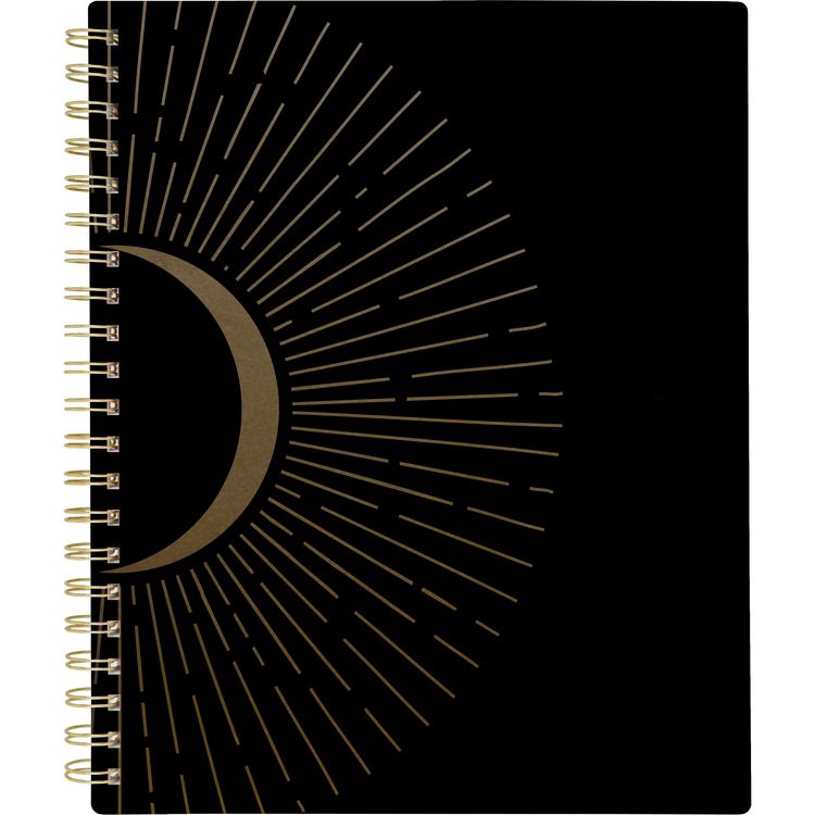 Cambridge Radiate Weekly/Monthly Planner, Stylized Solar-Eclipse Artwork, 11 x 9.25, Black/Gold Cover, 12-Month (Jan to Dec): 2025 (AAG1725905)