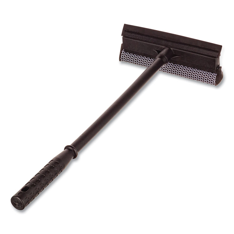 Unger Auto Squeegee, 8" Rubber Blade, 8" Mesh Scrubber, 21" Plastic Handle with Grip, Black (UNGAUSQ0EA)