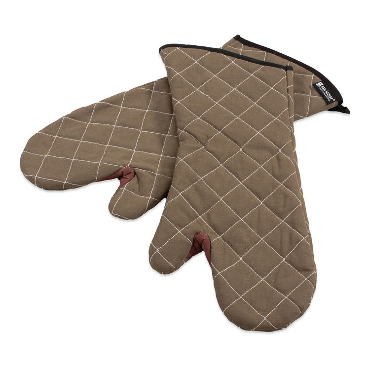 San Jamar Bestguard Oven Mitt, 17", WebGuard Plus Fabric, Tan, Pair (SJM800FG17)